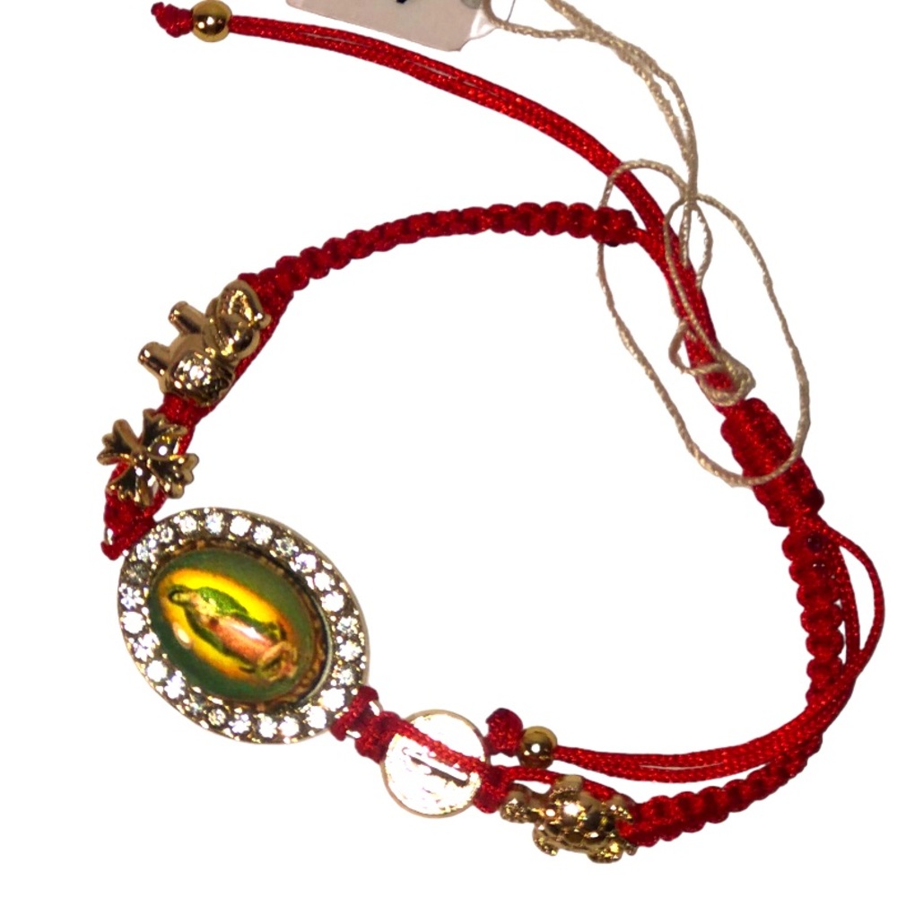 Red String Virgen de Guadalupe Bracelet, Our Lady of Guadalupe Gold Medal
